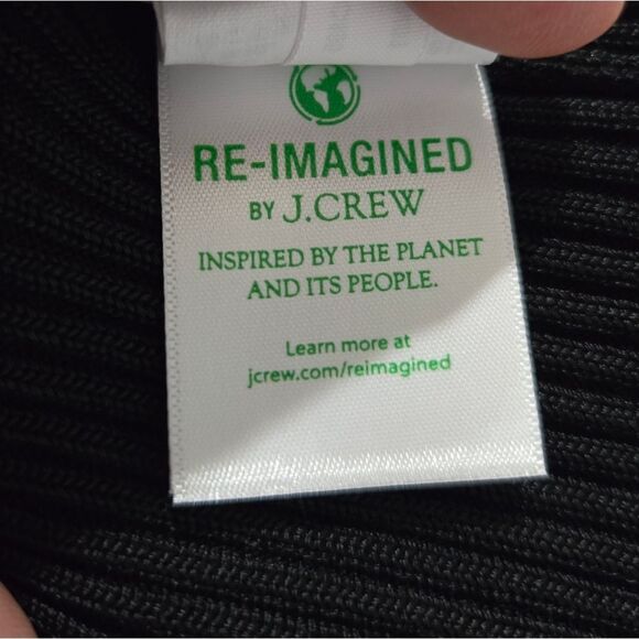 🐢 J. Crew Ribbed Black squareneck sweater-dress Size L stretchy! - Picture 15 of 16